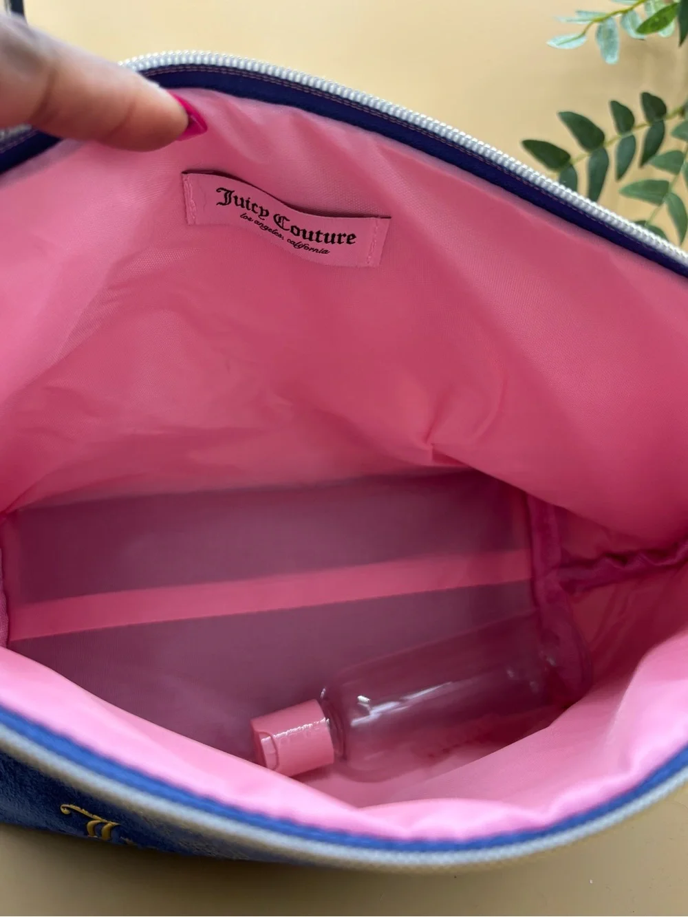 Juicy Couture Blue Velvet Cosmetic Pouch with Crystal Crown